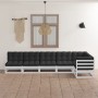 Muebles de jardín 6 piezas con cojines de madera de pino maciza de vidaXL, Conjuntos de jardín - Ref: Foro24-3076615, Precio:...