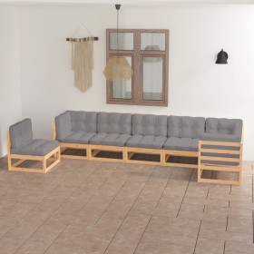 Juego de muebles de jardín 7 pzas y cojines madera maciza pino de vidaXL, Conjuntos de jardín - Ref: Foro24-3076644, Precio: ...