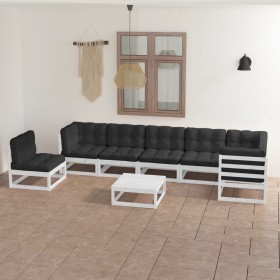 Muebles de jardín 8 pzas y cojines madera maciza pino de vidaXL, Conjuntos de jardín - Ref: Foro24-3076650, Precio: 730,28 €,...