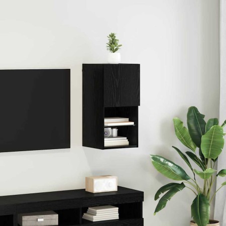 Mueble de TV Montado en la Pared Roble Negro 30,5 x 30 x 60 cm en Muebles TV | Comprar online en Foru.es