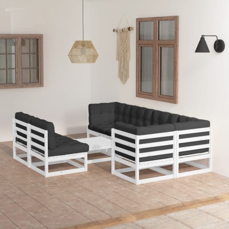 Muebles de jardín 8 pzas y cojines madera maciza pino de vidaXL, Conjuntos de jardín - Ref: Foro24-3076660, Precio: 730,28 €,...