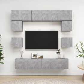 Set muebles de salón TV 8 pzas madera ingeniería gris hormigón en Muebles TV | Comprar online en Foru.es