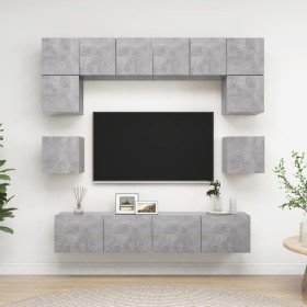 Set muebles de salón TV 8 pzas madera ingeniería gris hormigón en Muebles TV | Comprar online en Foru.es