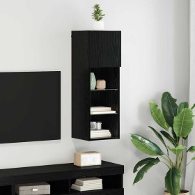 Mueble de TV Montado en la Pared Roble Negro 30,5 x 30 x 90 cm en Muebles TV | Comprar online en Foru.es