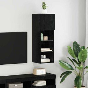Mueble de TV Montado en la Pared Roble Negro 30,5 x 30 x 90 cm en Muebles TV | Comprar online en Foru.es