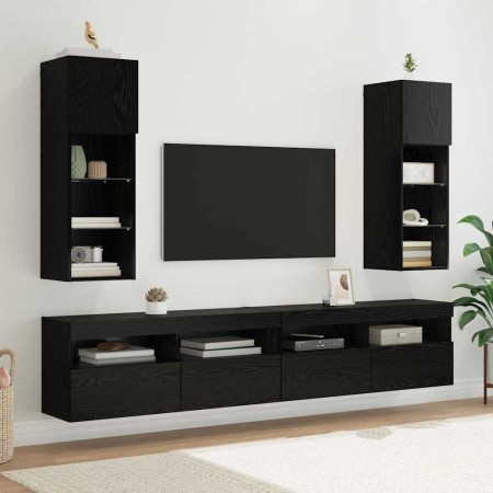Gabinetes para TV Montados en la Pared 2 pcs Roble Negro en Muebles TV | Comprar online en Foru.es