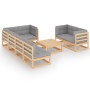 Muebles de jardín 8 pzas y cojines madera maciza pino de vidaXL, Conjuntos de jardín - Ref: Foro24-3076699, Precio: 706,19 €,...