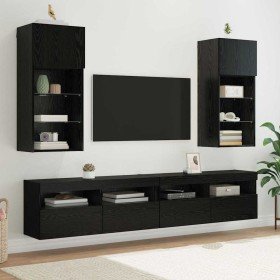 Gabinetes para TV Montados en la Pared 2 pcs Roble Negro en Muebles TV | Comprar online en Foru.es