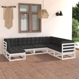 Garden furniture set 7 pieces and cushions solid pine wood by vidaXL, Garden sets - Ref: Foro24-3076755, Price: 699,65 €, Dis...