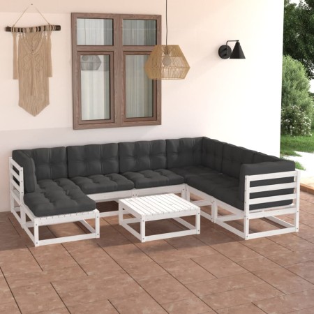 Muebles de jardín 8 pzas y cojines madera maciza pino de vidaXL, Conjuntos de jardín - Ref: Foro24-3076760, Precio: 796,39 €,...