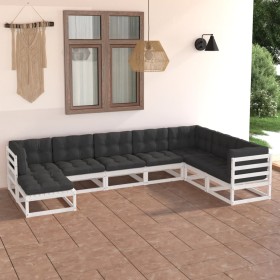Muebles de jardín 8 pzas y cojines madera maciza pino de vidaXL, Conjuntos de jardín - Ref: Foro24-3076765, Precio: 863,96 €,...