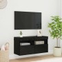 Mueble de TV Montado en la Pared Roble Negro 80 x 30 x 40 cm en Muebles TV | Comprar online en Foru.es