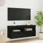 Mueble de TV Montado en la Pared Roble Negro 100 x 30 x 40 cm en Muebles TV | Comprar online en Foru.es