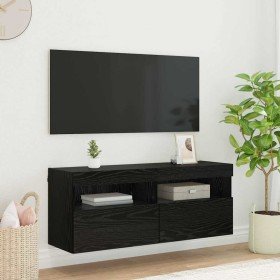 Mueble de TV Montado en la Pared Roble Negro 100 x 30 x 40 cm en Muebles TV | Comprar online en Foru.es
