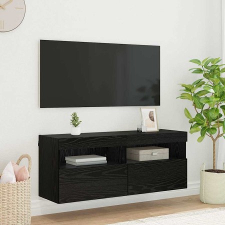 Mueble de TV Montado en la Pared Roble Negro 100 x 30 x 40 cm en Muebles TV | Comprar online en Foru.es