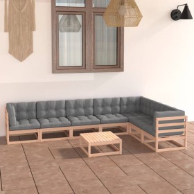 Muebles de jardín 8 pzas y cojines madera maciza pino de vidaXL, Conjuntos de jardín - Ref: Foro24-3076799, Precio: 739,61 €,...