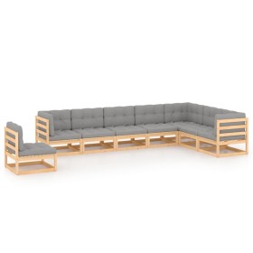 Muebles de jardín 8 pzas y cojines madera maciza pino de vidaXL, Conjuntos de jardín - Ref: Foro24-3076824, Precio: 790,69 €,...
