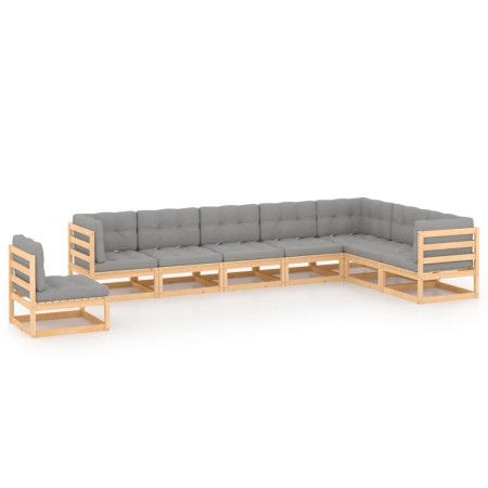 Muebles de jardín 8 pzas y cojines madera maciza pino de vidaXL, Conjuntos de jardín - Ref: Foro24-3076824, Precio: 790,69 €,...