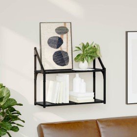 Estante de pared con estante Roble negro 60 x 21 x 51 cm en Estanterías | Comprar online en Foru.es