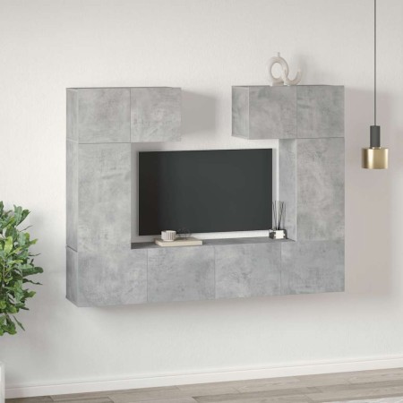 Set muebles de salón TV 6 pzas madera ingeniería gris hormigón en Muebles TV | Comprar online en Foru.es