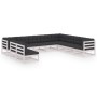 Set de muebles de jardín 10 pzas con cojines madera pino blanco de vidaXL, Conjuntos de jardín - Ref: Foro24-3076915, Precio:...