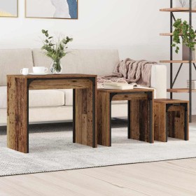 Mesa de Café 3 pcs Madera vieja Madera de ingeniería en Mesas de centro | Comprar online en Foru.es
