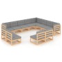 Juego de muebles de jardín 12 pzas y cojines madera maciza pino de vidaXL, Conjuntos de jardín - Ref: Foro24-3076944, Precio:...