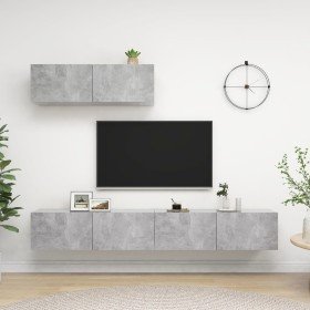 Set de muebles de salón 3 pzas madera ingeniería gris hormigón en Muebles TV | Comprar online en Foru.es