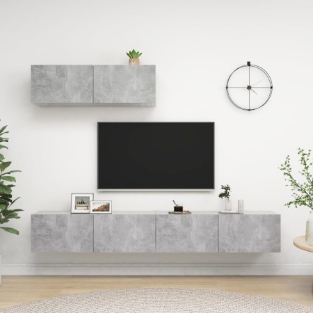 Set de muebles de salón 3 pzas madera ingeniería gris hormigón en Muebles TV | Comprar online en Foru.es