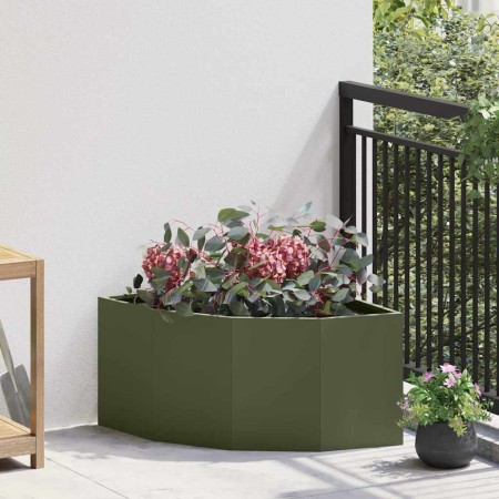 Macetero de Esquina Verde oliva 60 x 60 x 35 cm Acero en Macetas y jardineras | Comprar online en Foru.es