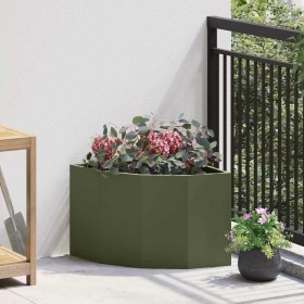 Macetero de Esquina Verde oliva 45 x 45 x 35 cm Acero en Macetas y jardineras | Comprar online en Foru.es