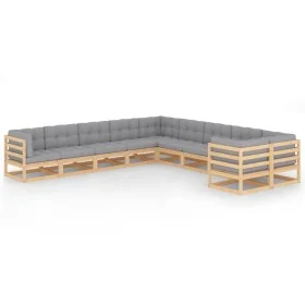 Juego de muebles de jardín 10 pzas y cojines madera maciza pino de vidaXL, Conjuntos de jardín - Ref: Foro24-3077054, Precio:...