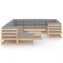 Muebles de jardín 12 pzas con cojines de madera de pino maciza de vidaXL, Conjuntos de jardín - Ref: Foro24-3077089, Precio: ...