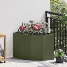 Macetero de Esquina Verde oliva 60 x 60 x 50 cm Acero en Macetas y jardineras | Comprar online en Foru.es