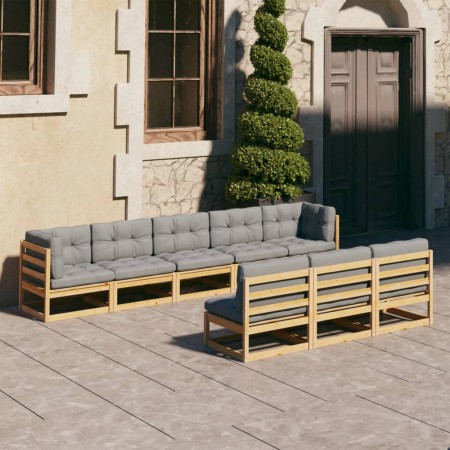 Muebles de jardín 8 pzas y cojines madera maciza pino de vidaXL, Conjuntos de jardín - Ref: Foro24-3077144, Precio: 823,49 €,...
