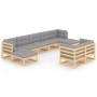 Juego de muebles de jardín 9 pzas y cojines madera maciza pino de vidaXL, Conjuntos de jardín - Ref: Foro24-3077154, Precio: ...