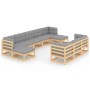 Juego de muebles de jardín 10 pzas y cojines madera maciza pino de vidaXL, Conjuntos de jardín - Ref: Foro24-3077164, Precio:...