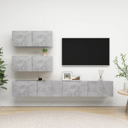 Set muebles de salón TV 4 pzas madera ingeniería gris hormigón en Muebles TV | Comprar online en Foru.es