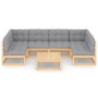 Juego de muebles de jardín 7 pzas y cojines madera maciza pino de vidaXL, Conjuntos de jardín - Ref: Foro24-3077179, Precio: ...