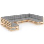 Juego de muebles de jardín 9 pzas y cojines madera maciza pino de vidaXL, Conjuntos de jardín - Ref: Foro24-3077194, Precio: ...