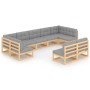 Juego de muebles de jardín 9 pzas y cojines madera maciza pino de vidaXL, Conjuntos de jardín - Ref: Foro24-3077214, Precio: ...