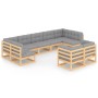 Juego de muebles de jardín 9 pzas y cojines madera maciza pino de vidaXL, Conjuntos de jardín - Ref: Foro24-3077254, Precio: ...