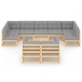 Juego de muebles de jardín 10 pzas y cojines madera maciza pino de vidaXL, Conjuntos de jardín - Ref: Foro24-3077259, Precio:...