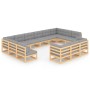 Juego de muebles de jardín 13 pzas y cojines madera maciza pino de vidaXL, Conjuntos de jardín - Ref: Foro24-3077284, Precio:...