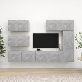 Set muebles de salón TV 6 pzas madera ingeniería gris hormigón en Muebles TV | Comprar online en Foru.es