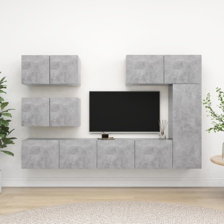 Set muebles de salón TV 6 pzas madera ingeniería gris hormigón en Muebles TV | Comprar online en Foru.es
