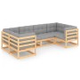 Juego de muebles de jardín 6 pzas y cojines madera maciza pino de vidaXL, Conjuntos de jardín - Ref: Foro24-3077294, Precio: ...