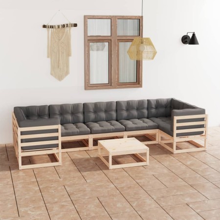 Muebles de jardín 8 pzas y cojines madera maciza pino de vidaXL, Conjuntos de jardín - Ref: Foro24-3077309, Precio: 706,19 €,...