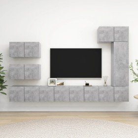 Set muebles de salón TV 8 pzas madera ingeniería gris hormigón en Muebles TV | Comprar online en Foru.es