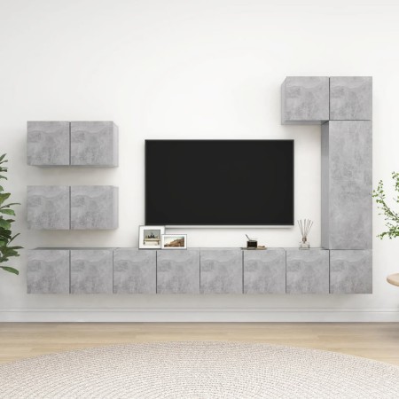 Set muebles de salón TV 8 pzas madera ingeniería gris hormigón en Muebles TV | Comprar online en Foru.es